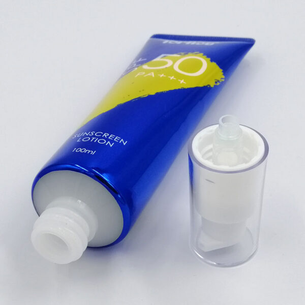 sunscreen lotion soft tube packaging with Airless pump applicator