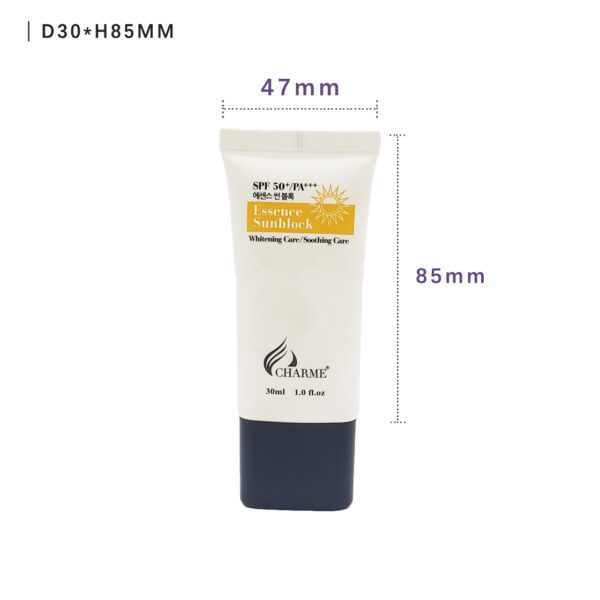 30ml flat plastic cosmetic packaging tube of sunscreen