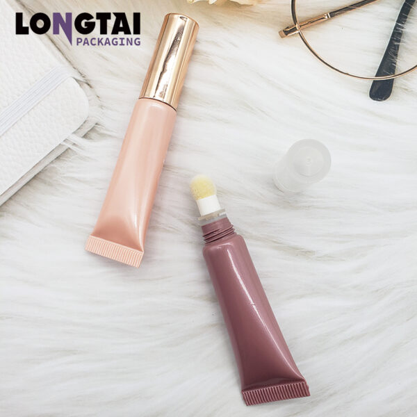 Plastic empty lip gloss containers mini soft tube with sponge brush