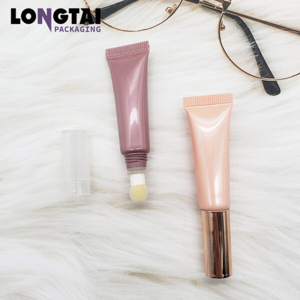 Plastic empty lip gloss containers mini soft tube with sponge brush