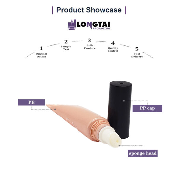 cosmetic plastic tube with sponge applicator