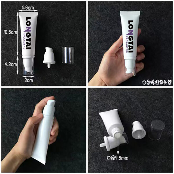 D30mm plastic cosmetic packaging tubes with airless pump cap