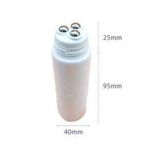 plastic tube with three roller ball massage applicator