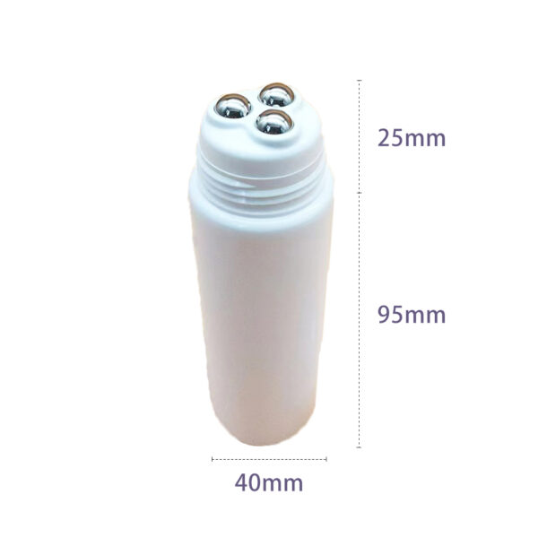 plastic tube with three roller ball massage applicator