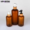 200ml Amber PET bottle with bamboo lotion pump factory