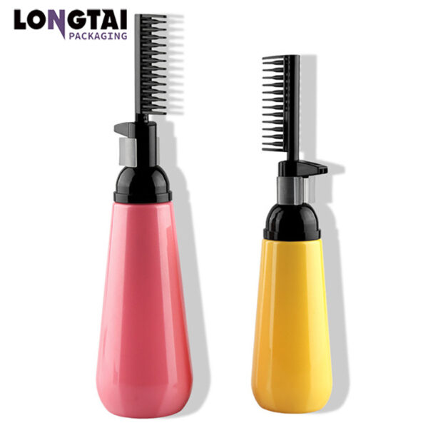 PET salon hair dyeing bottle with comb applicator