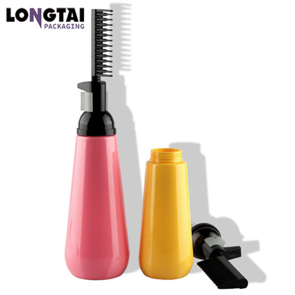 PET salon hair dyeing bottle with comb applicator