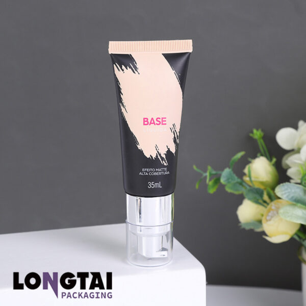 35ml foundation cream tube with silver airless pump